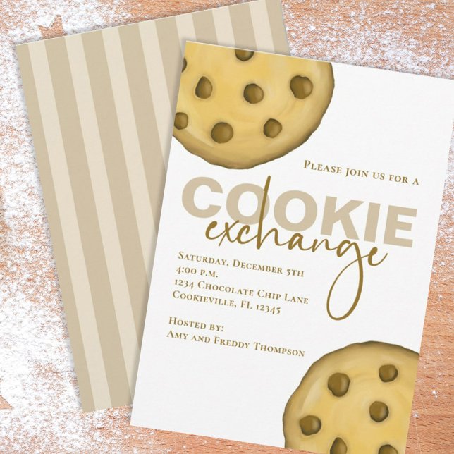 Cute Whimsical Striped Chocolate Chip Cookie  Kitc Invitation (Creator Uploaded)