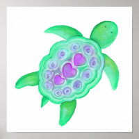 Cute whimsical turtle kids nursery art