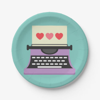 Cute Whimsical Typewriter Paper Plate