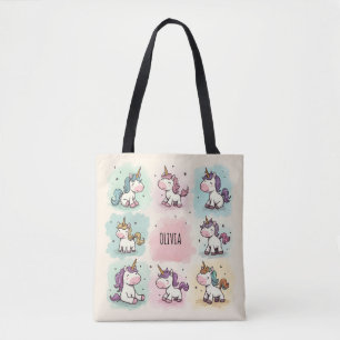 Cute Whimsical Unicorn Doodles Tote Bag