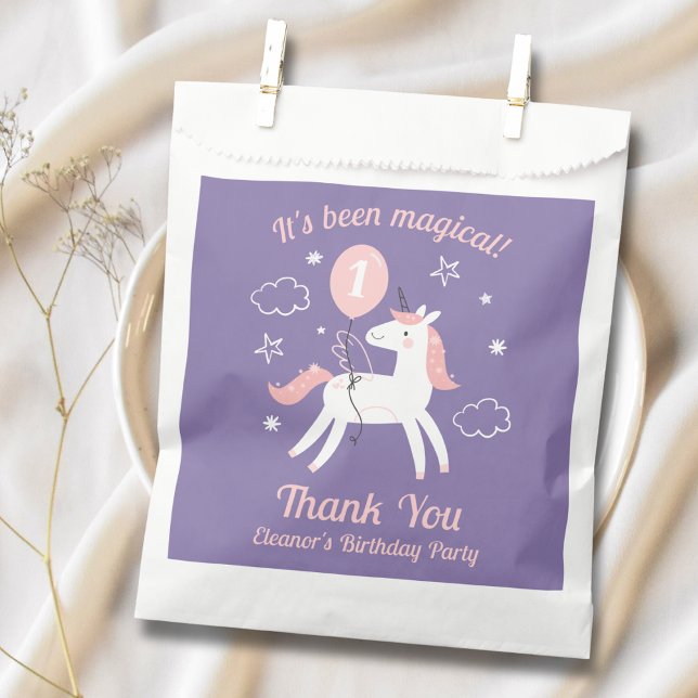 Cute Whimsical Unicorn Girls Birthday Thank You Favour Bag (Creator Uploaded)