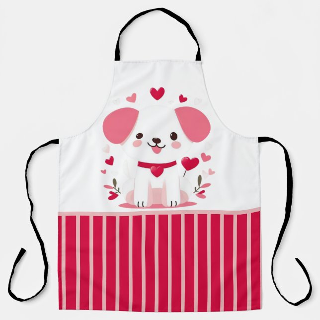 Cute whimsical valentine's puppy apron (Front)