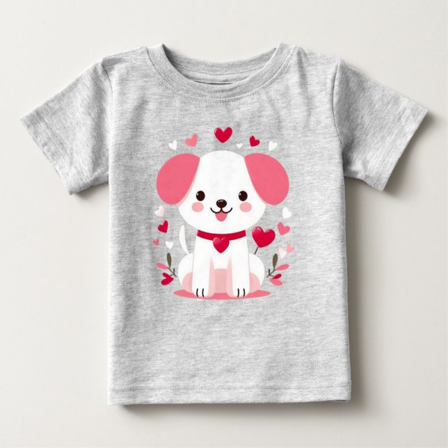 Cute whimsical valentine's puppy baby T-Shirt (Front)
