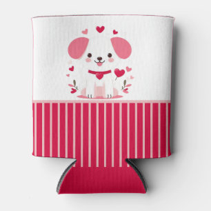 Cute whimsical valentine's puppy can cooler