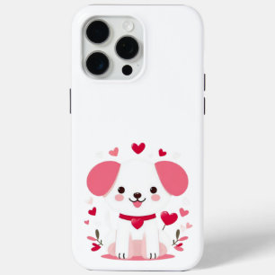 Cute whimsical valentine's puppy iPhone 15 pro max case