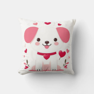 Cute whimsical valentine's puppy cushion