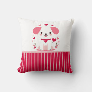 Cute whimsical valentine's puppy cushion