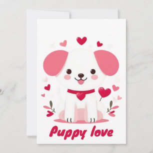 Cute whimsical valentine's puppy holiday card