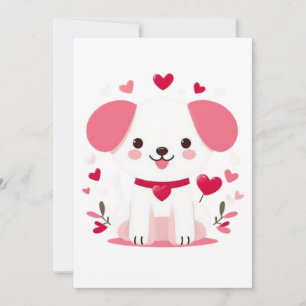 Cute whimsical valentine's puppy holiday card