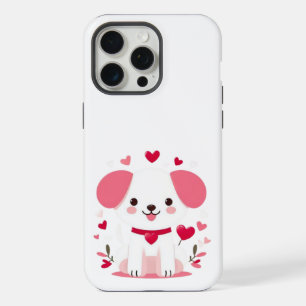 Cute whimsical valentine's puppy iPhone 15 pro max case