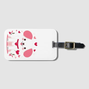 Cute whimsical valentine's puppy luggage tag
