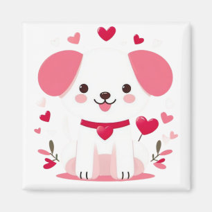 Cute whimsical valentine's puppy magnet