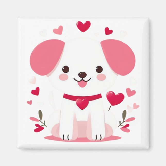 Cute whimsical valentine's puppy magnet (Front)
