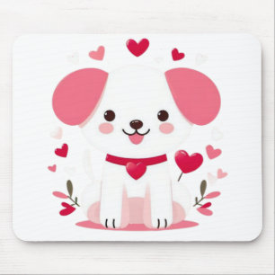 Cute whimsical valentine's puppy mouse pad