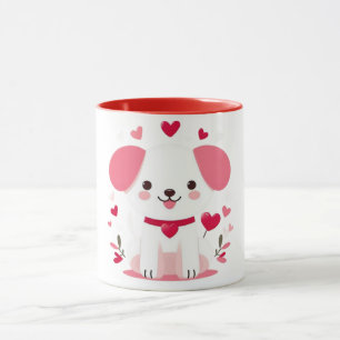 Cute whimsical valentine's puppy mug