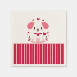 Cute whimsical valentine's puppy napkin