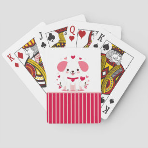 Cute whimsical valentine's puppy playing cards