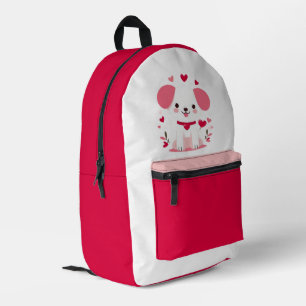 Cute whimsical valentine's puppy printed backpack
