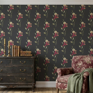 Cute Whimsical Watercolor Floral Pattern Grey Wallpaper