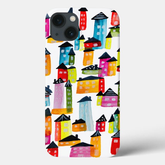Cute whimsical watercolor houses Case-Mate iPhone case (Back)