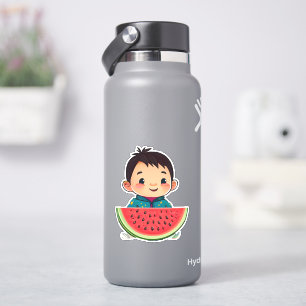 Cute whimsical watermelon cartoon sticker