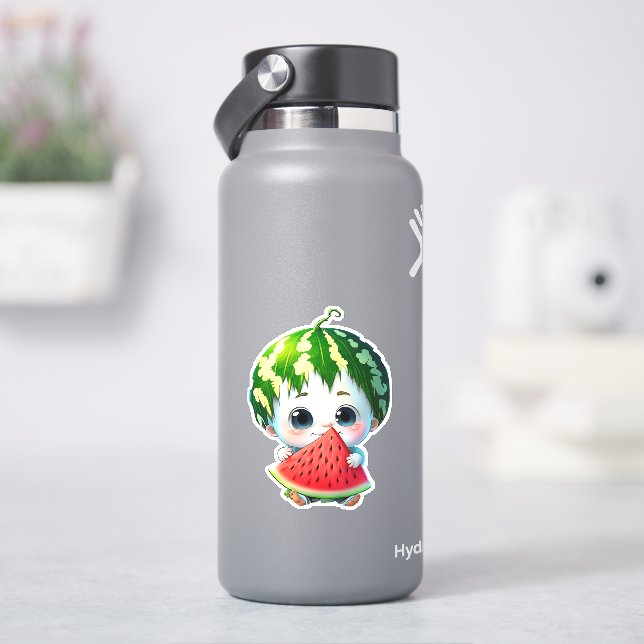 Cute whimsical watermelon cartoon sticker (HydroFlask)