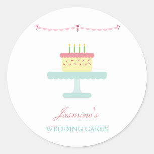 Cute Whimsical Wedding Cake Business Sticker LABEL