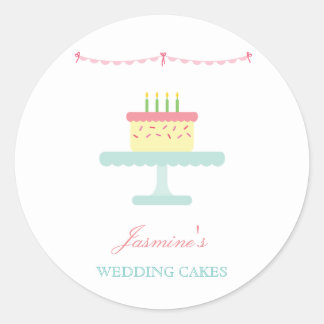 Cute Whimsical Wedding Cake Business Sticker LABEL