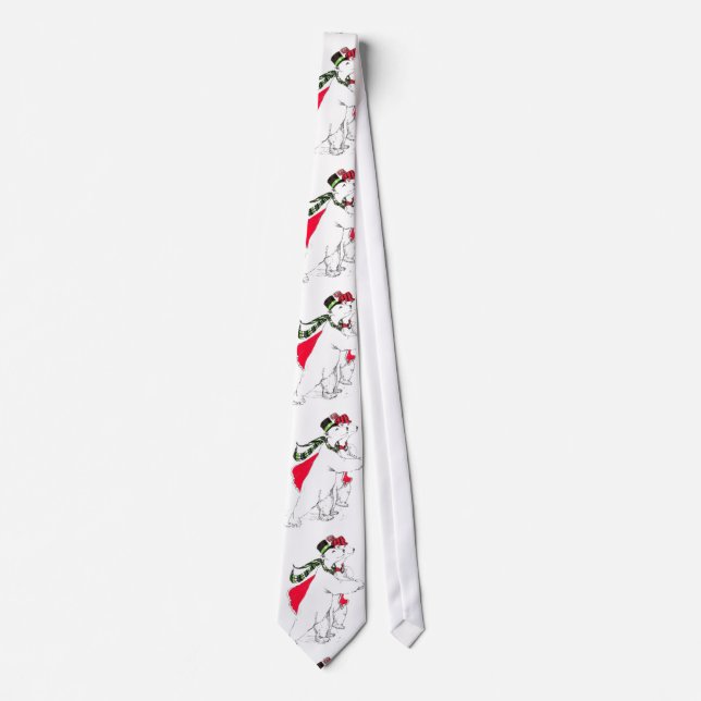Cute & Whimsical Wildlife Christmas Holiday Tie (Front)
