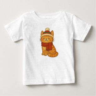 Cute Whimsical Winter/Christmas cat Baby T-Shirt