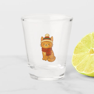 Cute Whimsical Winter/Christmas cat Shot Glass