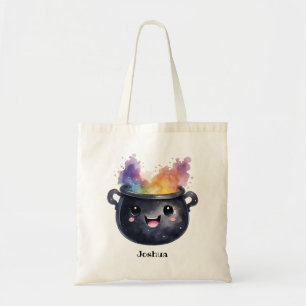 Cute Whimsical Witch's Cauldron Personalised Tote Bag