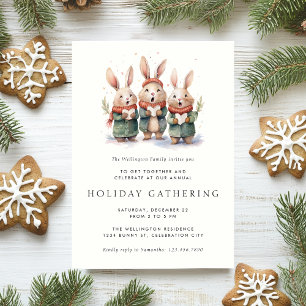 Cute Whimsical Woodland Carolers Holiday Party Invitation