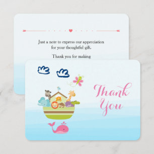 Cute Whimsical Zoo Animal Ark Baby Shower Thanks Invitation