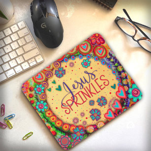 Cute WhimsicalJesus Sprinkles Inspirivity Colourfu Mouse Pad