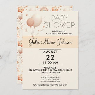 Cute Whimsy Baby Shower - Balloons Invitation