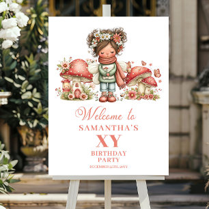 Cute Whimsy Fairy Blush Birthday Welcome Sign