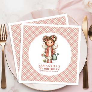 Cute Whimsy Fairy Blush Flowers 2nd Birthday  Napkin