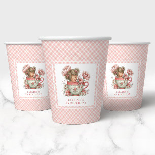 Cute Whimsy Fairy Floral 5th Birthday Party Paper Cups
