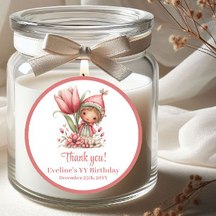 Cute Whimsy Fairy Floral Girl Birthday Stickers