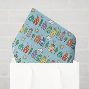 Cute Whimsy Neighbourhood Wrapping Tissue Paper