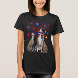 Cute Whippet Dogs Fireworks American Flag  4th Of  T-Shirt