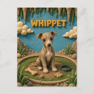 Cute Whippet Puppy, Baby Dog Postcard