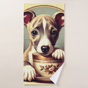 Cute Whippet Puppy Bath Towel
