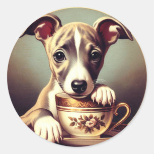Cute Whippet Puppy Classic Round Sticker