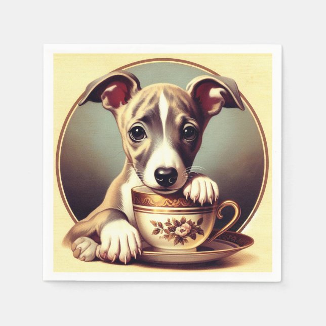 Cute Whippet Puppy Napkin (Front)