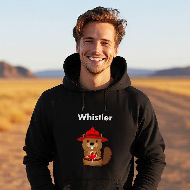 Cute Whistler Canada Beaver with Maple Leaf Dark Hoodie (Creator Uploaded)