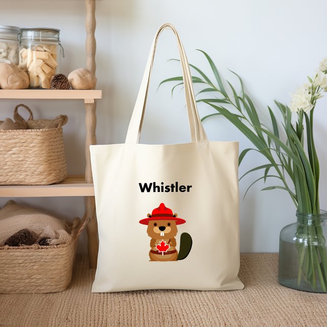 Cute Whistler Canada Beaver with Maple Leaf  Tote Bag (Creator Uploaded)