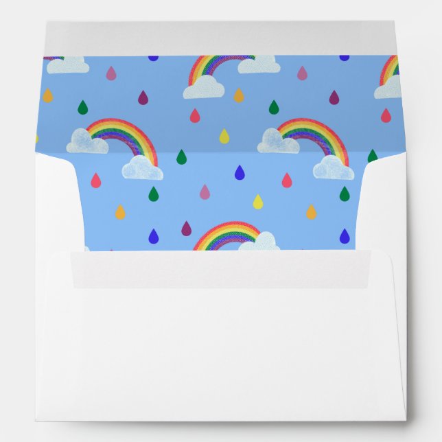 Cute White And Blue Rainbow Raindrops Envelope (Back (Bottom))