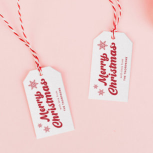 Cute White and Red Merry Christmas  Gift Tags
